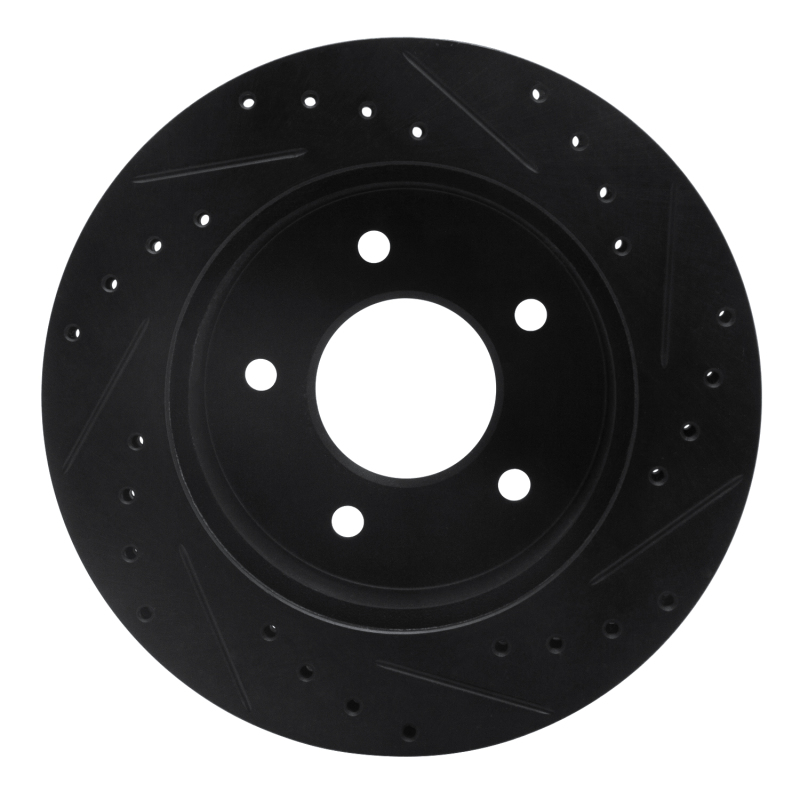 Chevrolet ASTRO Brake Rotor (1) - Front Left - R1 Concepts - Drilled & Slotted - Black - `90-`02